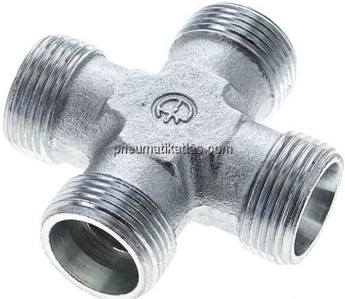 Kreuz-Schneidringverschraubung 20 S (M30x2), ohne Mutter & Schneidring, Stahl ve