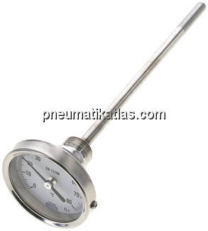 Bimetallthermometer, waagerecht D63/0 bis +80°C/200mm