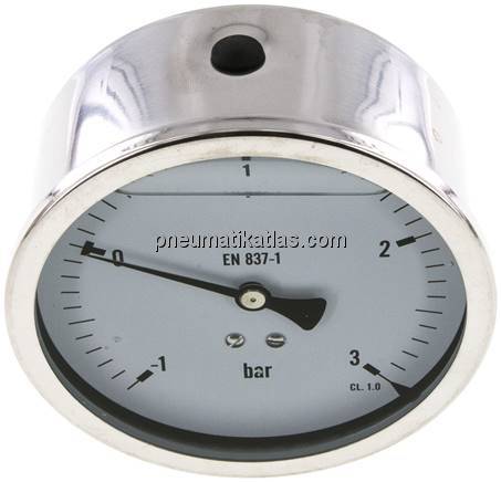 Glycerin-Manometer waagerecht (CrNi/Ms),100mm, -1 bis 3bar