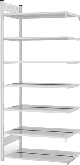 Anbauregal zerlegt HKA 23610 DA, 7 Böden 2350x600x1000mm lichtgrau
