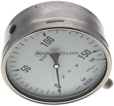 Sicherheits-Manometer senkrecht, 160mm, 0 - 160 bar