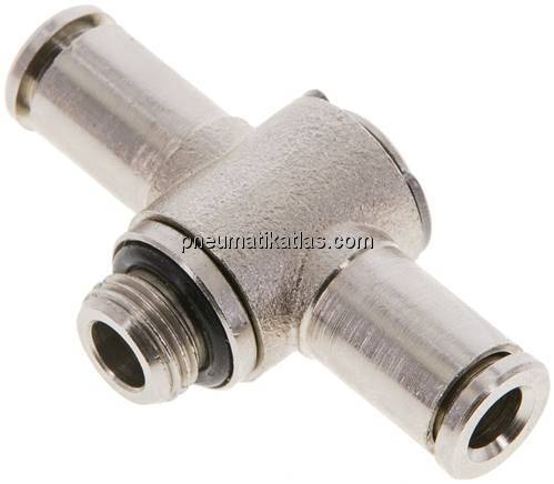 Kompakt-Steckanschluss, T-Stück, einfach, Messing vernickelt