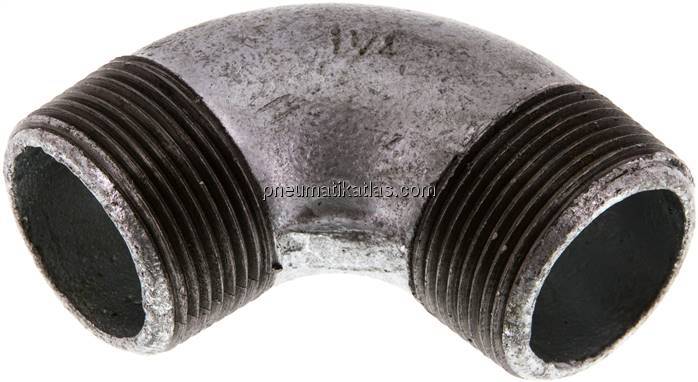 90°-Winkel R 1-1/4" (AG), Temperguss verzinkt