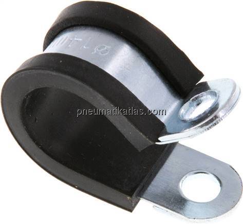 Gummiprofilierte Rohrschelle 14mm, DIN 3016-1
