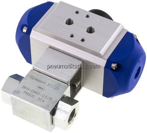 Pneumat. Hochdruck-Kugelhahn, Stahl, Feder-öffnend, G 3/8"