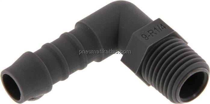 Winkel-Gewindetülle R 1/4"-9 (3/8")mm, PA 6