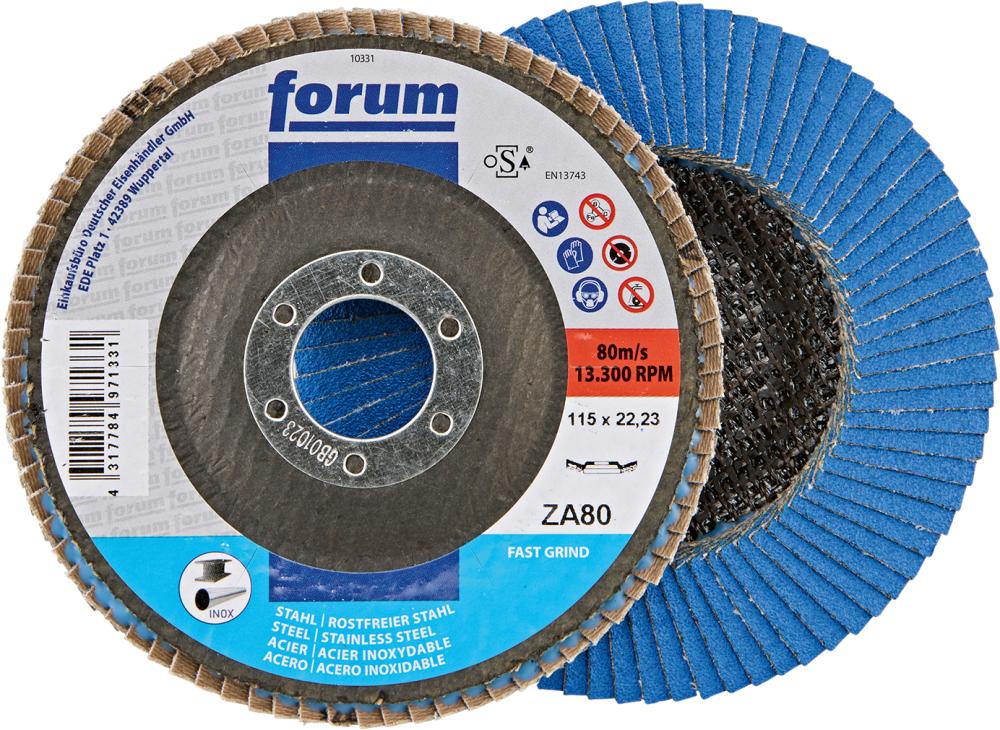 Fächerschleifscheibe 115mm, gewölbt, ZK 80 FORUM