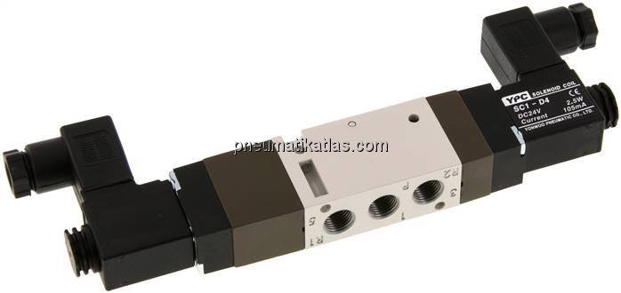 5/3-Wege Magnetventil, G 1/8", Mittelstellung geschlossen, 115 V AC