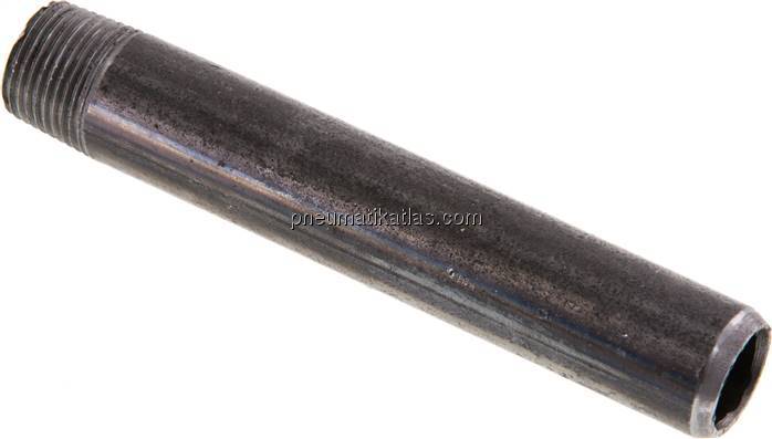Anschweißnippel R 3/8"-100mm-17,2mm, ST 37, Stahl schwarz