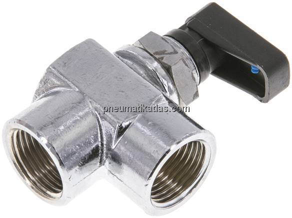 Messing-Mini-Winkelkugelhahn, G 3/8", PN 20, Schalttafelm.