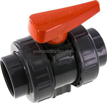 Klebemuffen-Kugelhahn, PVC-U / EPDM, 63mm (Industrieausf.)