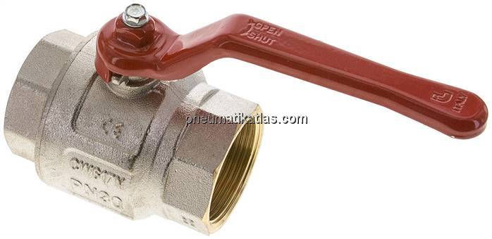 Messing-Kugelhahn, kurz, G 1-1/2", -0,9 bis 30 bar, voller Durchgang