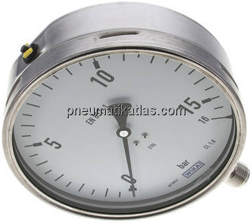 Chemie-Manometer senkrecht, 160mm, 0 - 16 bar