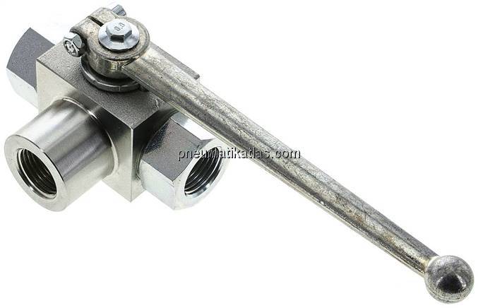 Hochdruck-3-Wege Kugelhahn, L-Bohrung, G 1/2", 0 - 500bar