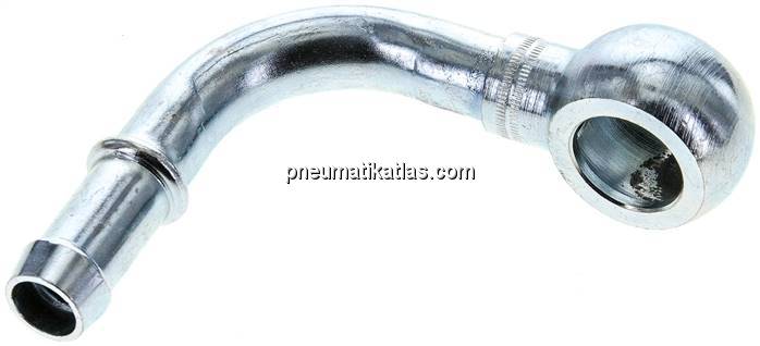 90°-Schlauchnippel 16mm Ring, 11 - 12mm, Stahl verzinkt