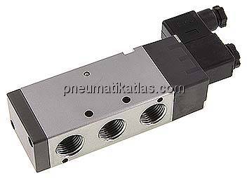 5/2-Wege Magnetventil, G 1/2", Federrückstellung, 12 V DC