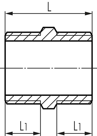 Zeichnung: Doppelnippel mit zylindrischem Gewinde