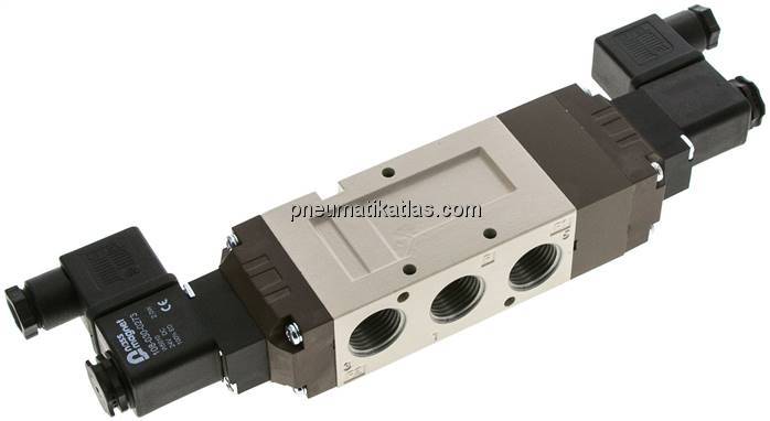 5/3-Wege Magnetventil, G 1/2", Mittelstellung geschlossen, 230 V AC