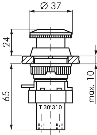Zeichnung: 3/2-Wege Not-Aus-Tasterventil