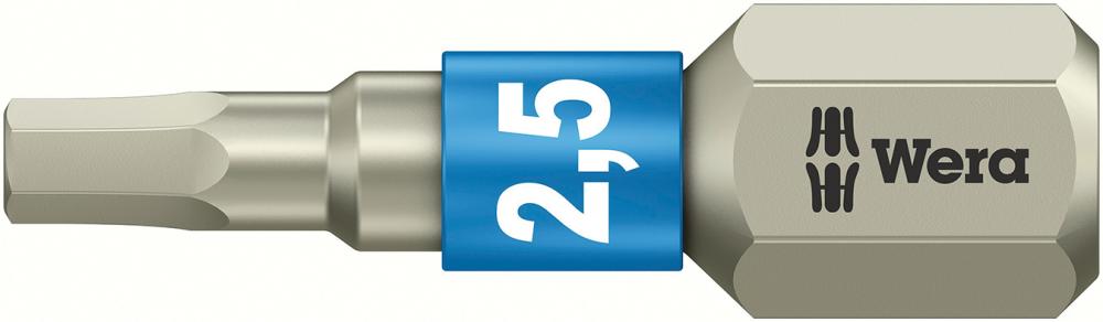 Bit rostfrei 1/4" DIN 3126 C6,3 Innensechskant 2,5x25mm Wera