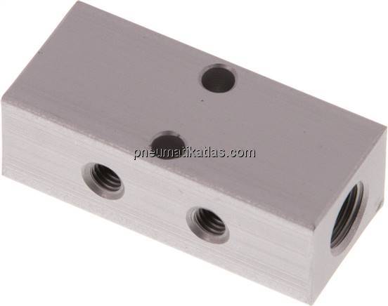 Verteilerleiste 2x G 1/8"-4x M 5, Aluminium eloxiert