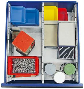 Einteilungsset 2 für Schublade H200 mm verzinkt 6-teilig