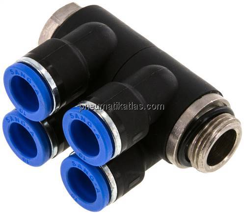 Steck-Mehrfachverteiler, 4-fach G 3/8"-10mm, IQS-Standard