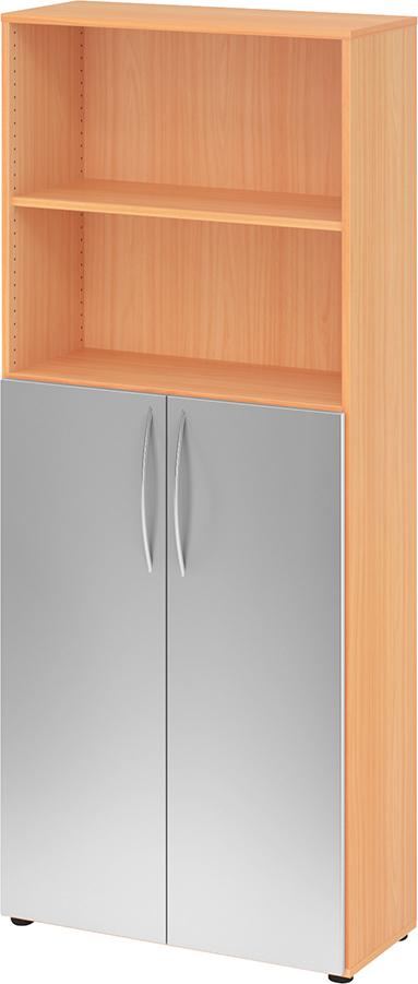 Regal 5OH, 3OH K: Buche / F: Silber 80x34,6x188 cm (BxTxH) Türen unten BM 4770