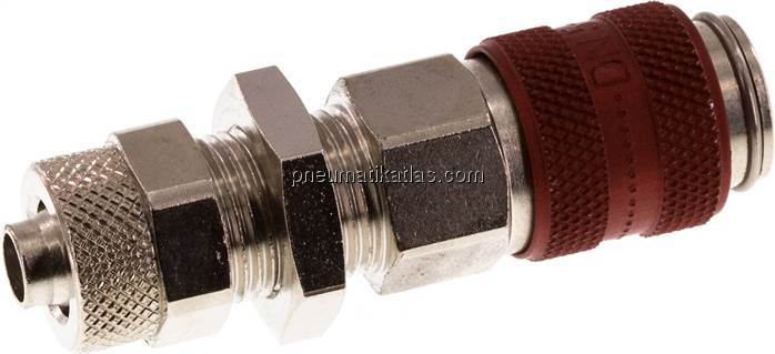 Schott-Kupplungsdose (NW5) 8x6mm Schlauch, Messing vernickelt