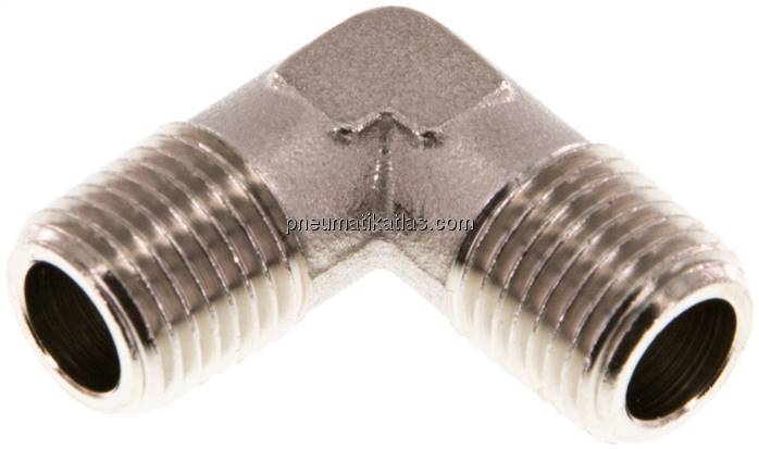 90°-Winkel R 1/4" (AG), Messing vernickelt