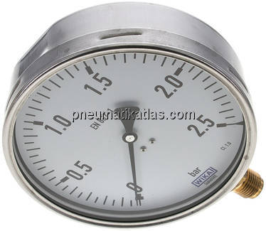 Manometer senkrecht (CrNi/Ms), 160mm, 0 - 2,5 bar