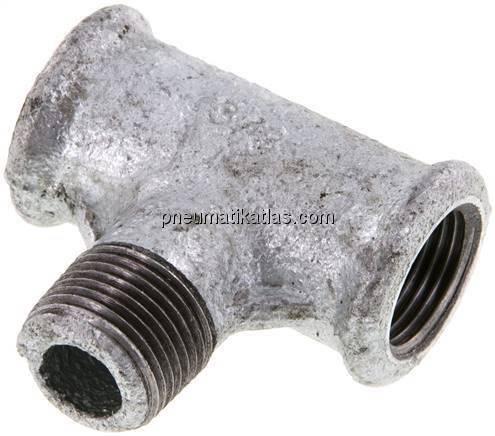 T-Einschraubstück Rp 3/8"(IG)-R 3/8"(AG), Temperguss verzinkt