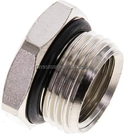 Reduziernippel G 3/8"(AG)-G 1/4"(IG), Messing vernickelt (Elastomerabdichtung)