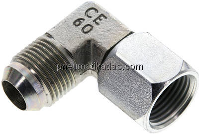 90°-Einschraubwinkel, UNF 7/8"-14 (JIC), Stahl verzinkt