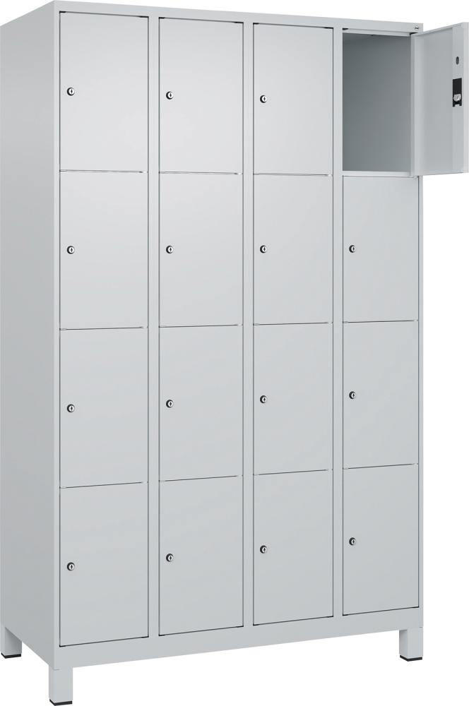 Fächerschrank mit Füßen B1200xT500xH1950 Korpus RAL 7035 LichtgrauTüren RAL 7035 Lichtgrau