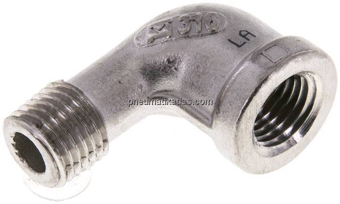 90°-Einschraubwinkel NPT 1/4"(IG)-NPT 1/4"(AG), 1.4408
