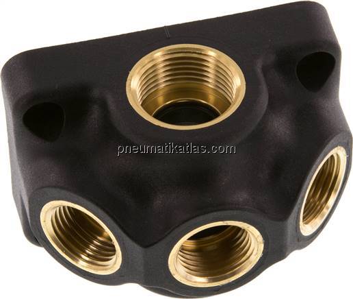 Wanddose (Luftweiche) G 3/4"-3x G 1/2", Durchgangsverteilerdose