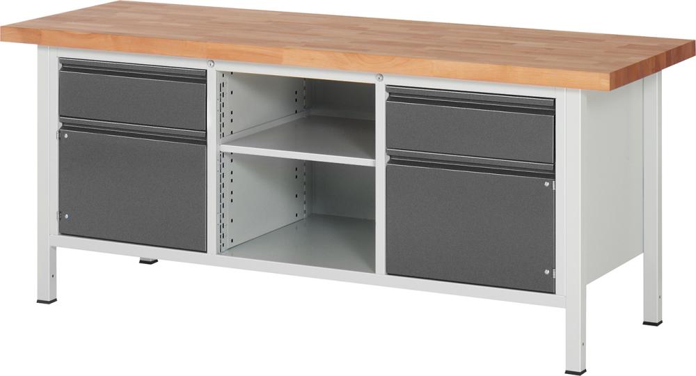 Werkbank Serie Basic 8 Modell 8561-2 B2000xT700xH840mm RAL7035/7016