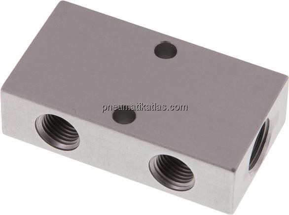 Verteilerleiste 2x G 3/8"-4x G 1/4", Aluminium eloxiert
