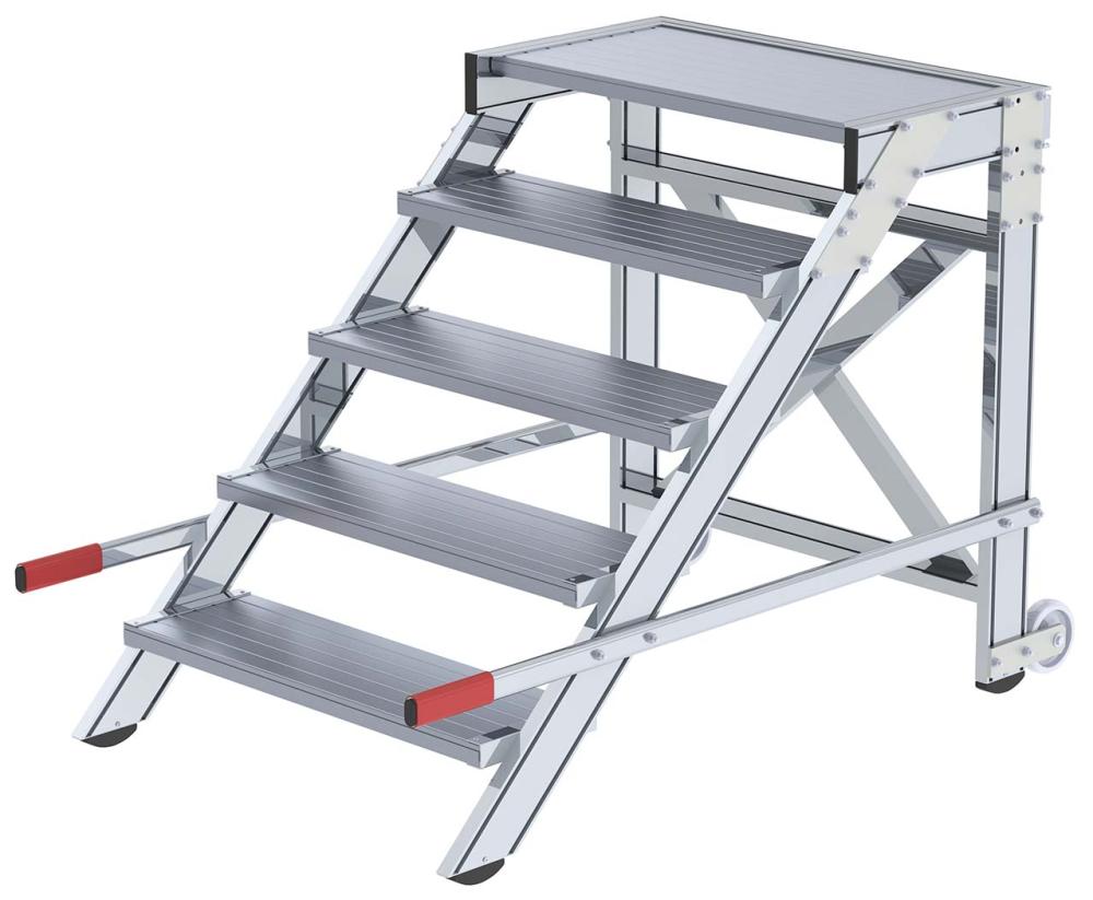 Alu-Arbeitspodest fahrbar5 Alu-Stufen B 800 mm Podesthöhe 0,99 m Arbeitshöhe bis 3,00 m
