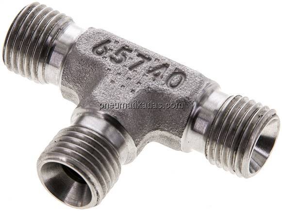 T-Stück, 60°Konus G 1/4"-G 1/4"-G 1/4" (AG), V4A