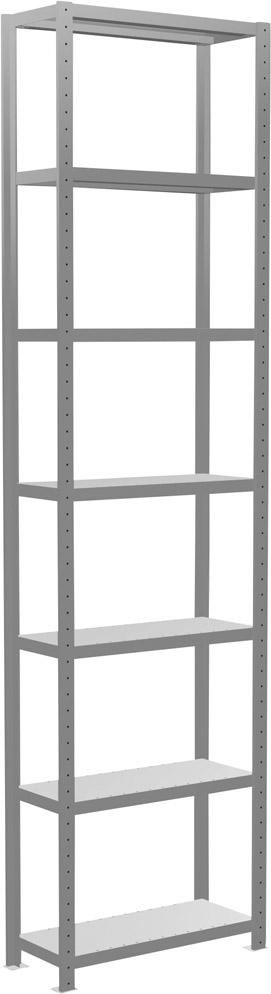 Steckregal m.LängenriegelB1000xT800xH3000 mm Anbaufeld 7 Böden vzk Fachlast 150kg