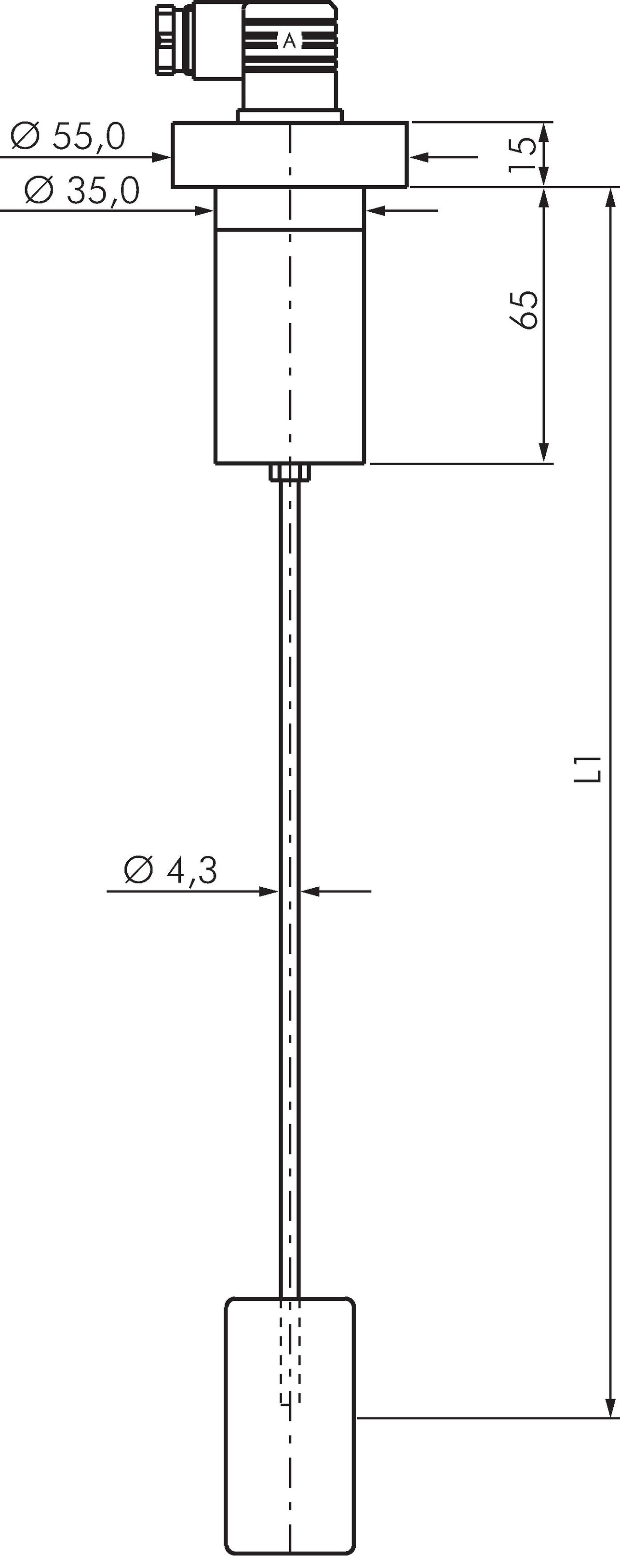 Zeichnung: Füllstandschalter (Niveauschalter), uni