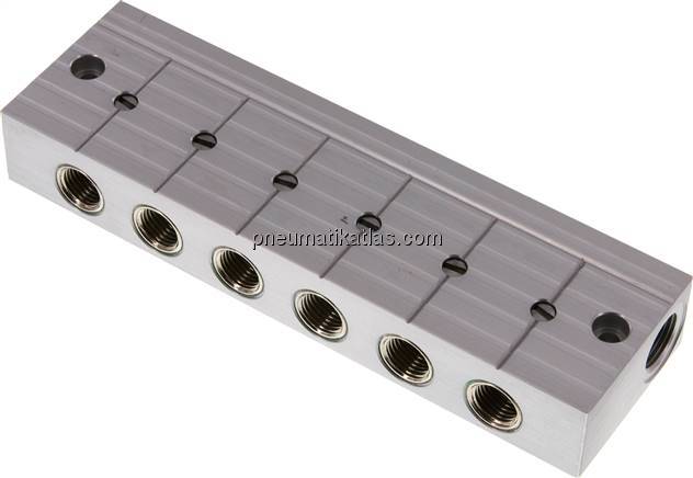 Verteilerleiste m. Kugelhähnen 2x G 3/8"-6x G 1/4"