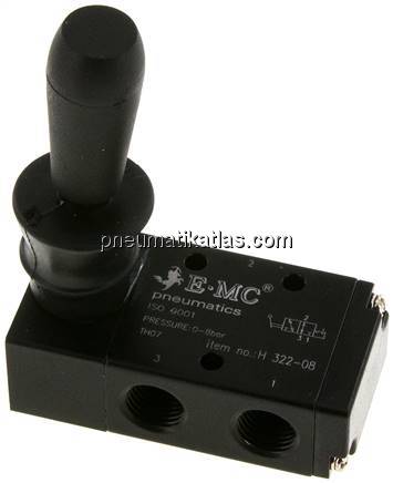 3/2-Wege Handhebelventil, Raste, G 1/4"