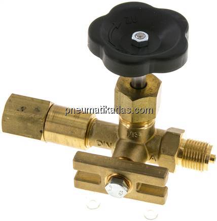 Manometer-Absperrventil G 1/2" Drehbare Muffe - Zapfen mit Schaft für Messgeräte