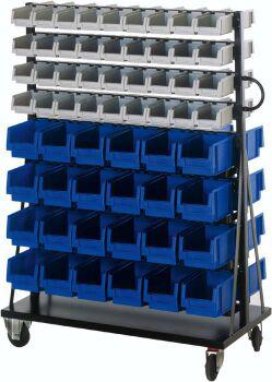 Montage-Rollwagen B1000xT500xH1400 mm 72 Kästen Gr.4/48Gr.3 LA-KA-PE