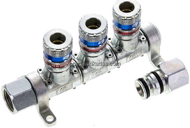 CEJN Multilink 3-fach Verteiler, mit Sicherheitskupplung eSafe als Abgang