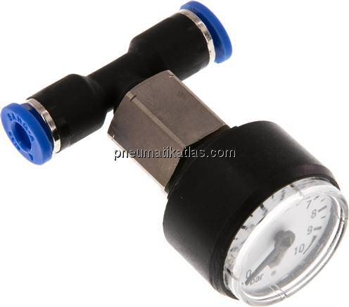 Manometer 0 - 10bar, 4mm Schlauch, IQS-Standard