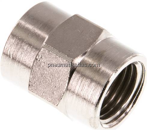 Muffe G 1/4"-G 1/4", Messing vernickelt